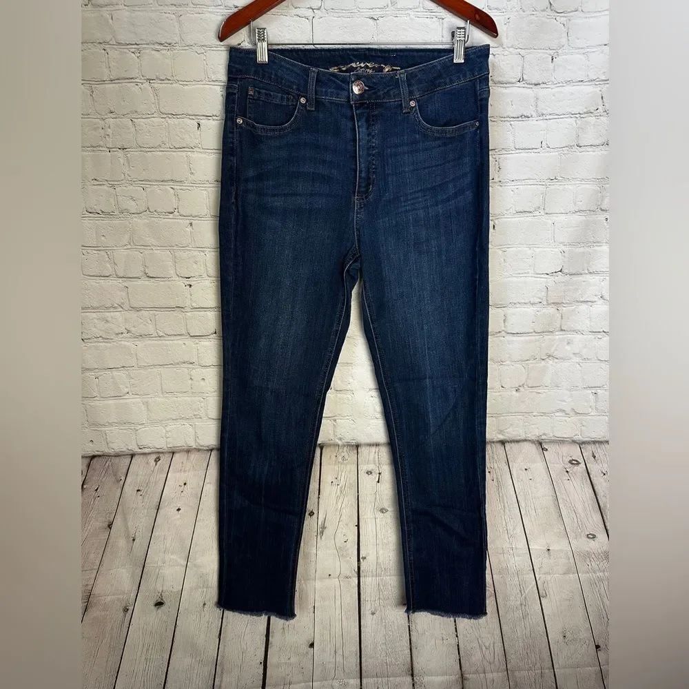 Seven7 Blue Denim Jeans with Tan Patch Size 10